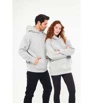 Unisex Oversize Bol Kalıp İçi Puflu Kalın Kapüşonlu Sweatshirt (Sevgili Çift Kombini Tavsiyesi) (Gri)