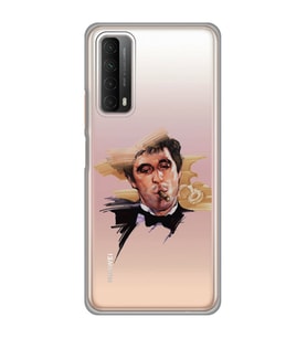 Huawei P Smart 2021 Uyumlu Tony Montana Scarface Desenli Şeffaf Telefon Kılıfı