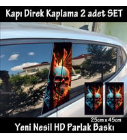 alevli kuru kafa devıl folyo - 2kapı için 2adet sticker kaplama - tuning modifiye