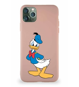 Apple iPhone 11 Pro Max Soft Premier Kapak Donald Duck-D Tasarımlı Silikon Kılıf - Pudra (Şeffaf)