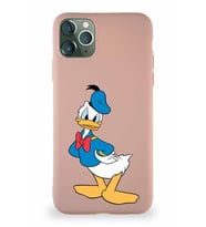 Apple iPhone 11 Pro Max Soft Premier Kapak Donald Duck-D Tasarımlı Silikon Kılıf - Pudra (Şeffaf)