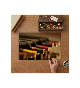 Dizili Şarap Şişeleri Tasarımı 240 parça Ahşap Puzzle Ahşap Kutuda MP01466