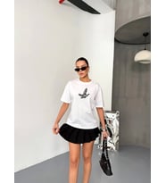 Kısa Kol Baskılı T-shirt - Beyaz