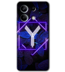 Redmi Note 13 Pro 5G Kılıf HD Desen Baskılı Kılıf - Dark Neon Yaprak Y Harfi
