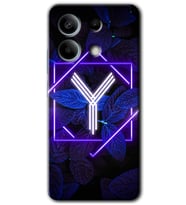 Redmi Note 13 Pro 5G Kılıf HD Desen Baskılı Kılıf - Dark Neon Yaprak Y Harfi
