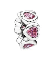 Nur Silver Kırmızı Kalpli Silindir Gümüş Charm NUR-BL00295
