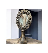 Dekoratif Polyester Kuşlu Ayaklı Makyaj Aynası Gold Eskitme 32X16X10 cm