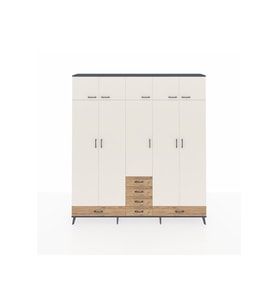 Arges Dolap 6 Raflı 6 Çekmeceli 4 Askılı 220x30x243 Antrasit-Aytaşı/Çam