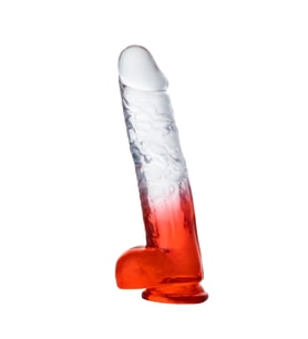MYST COLOR Dildo Realistik Jel Dokuda Vantuzlu Ultra Yumuşak Şeffaf Kırmızı Yapay Penis