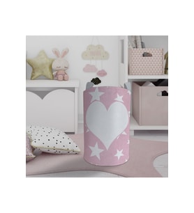 MEKTA HOME BEBEK VE ÇOCUK ODASI Kalp ve Yıldız Desenli Oyuncak Sepeti