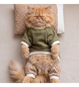 Latte & Matcha Köpek Rüyası Pamuklu Köpek Tulumu, Polar Sweatshirt ve Mini Yastık 3 Parça