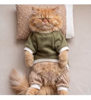 Latte & Matcha Köpek Rüyası Pamuklu Köpek Tulumu, Polar Sweatshirt ve Mini Yastık 3 Parça