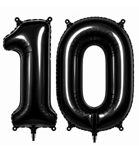 10 Rakam Folyo Balon Siyah Rengi (76 cm)