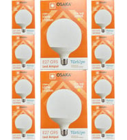 Osaka 15W (100W) 3000K (Günışığı) E27 Duylu G95 Led Glop Ampul (10 Adet)
