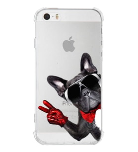 PrintiFy Apple iPhone 5S Uyumlu Köpek 2 Baskılı Şeffaf Köşe Korumalı Antişok Kılıf