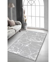 Gri Mermer Görünümlü Kaymaz Tabanlı Dekoratif Halı AR007 - 100 x 160 cm