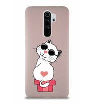 Xiaomi Redmi Note 8 Pro Soft Premier Kapak Coolcat Tasarımlı Silikon Kılıf - Pudra (Şeffaf)
