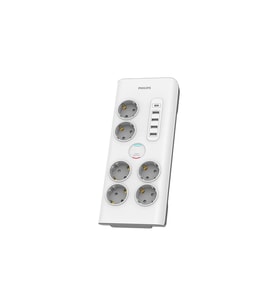 PHILIPS SPN7060WA/62 6 Soket Akım Korumalı Priz 900 Joules 2Mt Kablo 1xUsb-C 15W Şarj 4xUsb-A 20W (B
