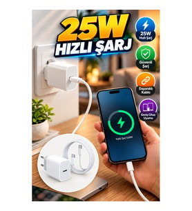 USB-C Hızlı Şarj Cihazı – Type-C Kablo Dahil Geniş Cihaz Uyumu
