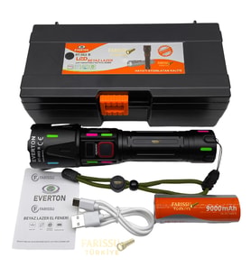 RT-063 B 60W 6000 Lümen Ultra Güçlü Beyaz Lazer LED El Feneri - 2 KM Menzilli & Powerbank Özellikli