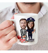 Kişiye Özel Biz Bize Mahkumuz Karikatürlü Kupa Bardak