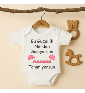 Pia Baby B31 %100 Pamuk Annemi Tanımıyorsun Yazılı Tasarlanabilir Bebek Body (Ekru)