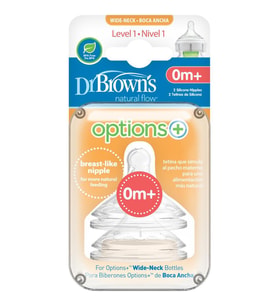 Dr. Brown's Geniş Ağız 1.Seviye 0+ Silikon Biberon Emziği 2'li
