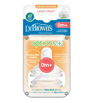 Dr. Brown's Geniş Ağız 1.Seviye 0+ Silikon Biberon Emziği 2'li