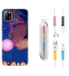 INFINIX Smart 4 5 6 Zero 8 S5 Pro Kılıf Kablo Koruma Spiral Silikon Sakız ve Kız 1767