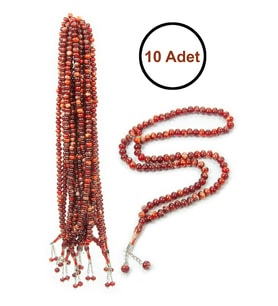 10 Adet 99lu Namaz Tesbihi 10mm Hac Umre Hediyelik - Kahverengi