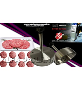 GERÇEK PASLANMAZDAN İMAL KÖFTE PRESİ,HAMBURGER KÖFTE YAPMA KALIP PRESİ 14 CM 140 - 200 GRAM (ALFA PASLANMAZ ÜRETİMİ GARANTİLİ) ALF007