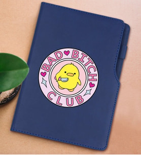 BK Gift Bad Bitch Tasarımlı Lacivert Termo Deri Not Defteri 15x21cm-1