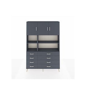 Arges Gardrop 8 Raflı 8 Çekmeceli 3 Kapaklı 132x30x195 Antrasit-Antrasit