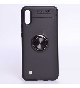 Samsung Galaxy M10 Kılıf Yüzüklü Magnetli Ravel Case (Siyah)