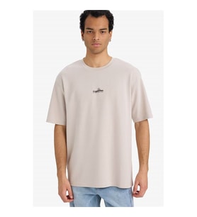 Defacto Nefes Alabilen Boxy Fit Taş Erkek T-Shirt F9685AX/BG766
