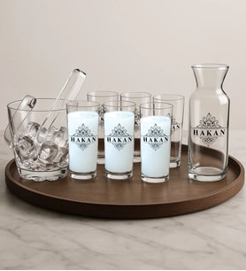 BK Gift Kişiye Özel 9 Parça Paşabahçe Rakı Bardağı & Karaf & Buz Kovası Seti–1, Erkeğe Hediye, Babaya Hediye, Babalar Günü Hediyesi
