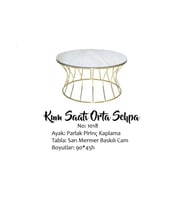 Brc19453 Orta sehpa KUM SAATİ sarı mermer TEMPER Cam Metal Gold Kaplama El Yapım