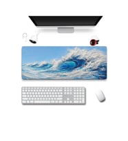 SonicTouch Klavye Mousepad 40x90cm Dikişsiz Pürüzsüz Sıvı Geçirmez Kaymaz Taban Turkuaz Dalgalar