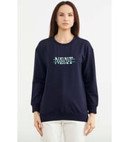 Sıfır Yaka Oversize Sweatshirt - Lacivert