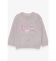 Breeze Kız Çocuk Sweatshirt Hayvancık Baskılı 1.5-5 Yaş, Bej Melanj