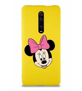 Xiaomi Mi 9T Pro Soft Premier Kapak Minnie Mouse-C Tasarımlı Silikon Kılıf - Sarı (Şeffaf)