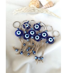 Nazar Boncuk Anahtarlık 10 Adet Kötü Göz Kovucu Nazar Hand Made Hasır Mavi Boncuklu Nazarlı Araba Süsü