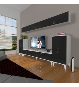 Decoraktiv Eko 9 Mdf Std Gold Tv Ünitesi Tv Sehpası (Siyah - Beyaz)