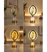 Kişiye Özel Fotoğraflı Kristal LED Masa Lambası-Gold Çerçeveli (20x34)