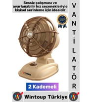 #Vantilatör Sessiz Çalışma Yoğun Üflemeli Retro Model 2 Kademeli Şarjlı Mini Masa Üstü Vantilatör