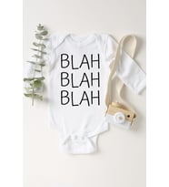 Unisex Bebek Beyaz Blah Blah Çıtçıtlı Body