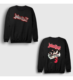 Presmono Unisex Siyah British V2 Judas Priest Sırt Baskılı Sweatshirt 516183tt
