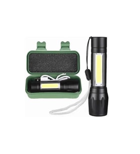 Süper Parlak 3 Fonksiyonlu Usb Şarjlı Flaşörlü Led El Feneri Acil Durum-Kamp Feneri 5W Polis Feneri