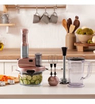 Karaca Mastermaid Prosteel 6 in 1 Uzun Blender Ayaklı 6 Bıçaklı Cam Mutfak Robotu 2500W Rosegold