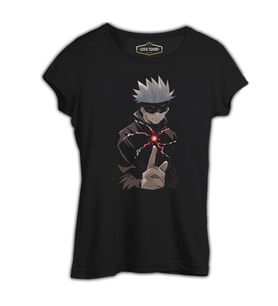 Naruto Gojo Saturo Siyah Kadın Tshirt